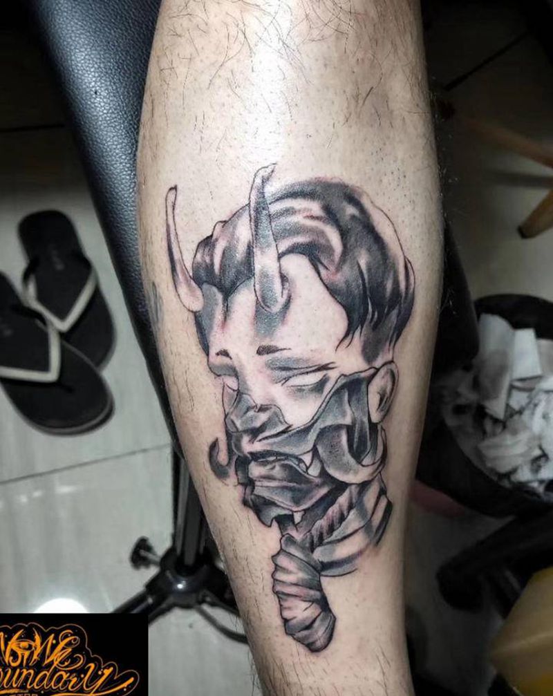 我也不知道是什么纹身图片_腿部New School纹身图案