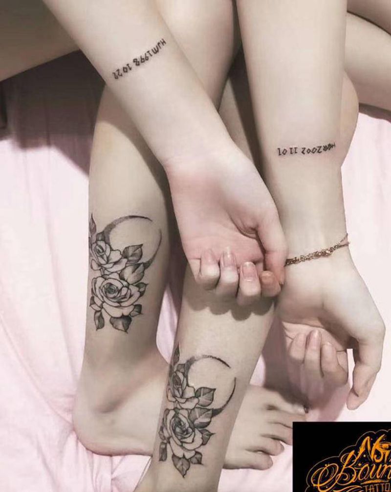 素花纹身图片_腿部New School纹身图案