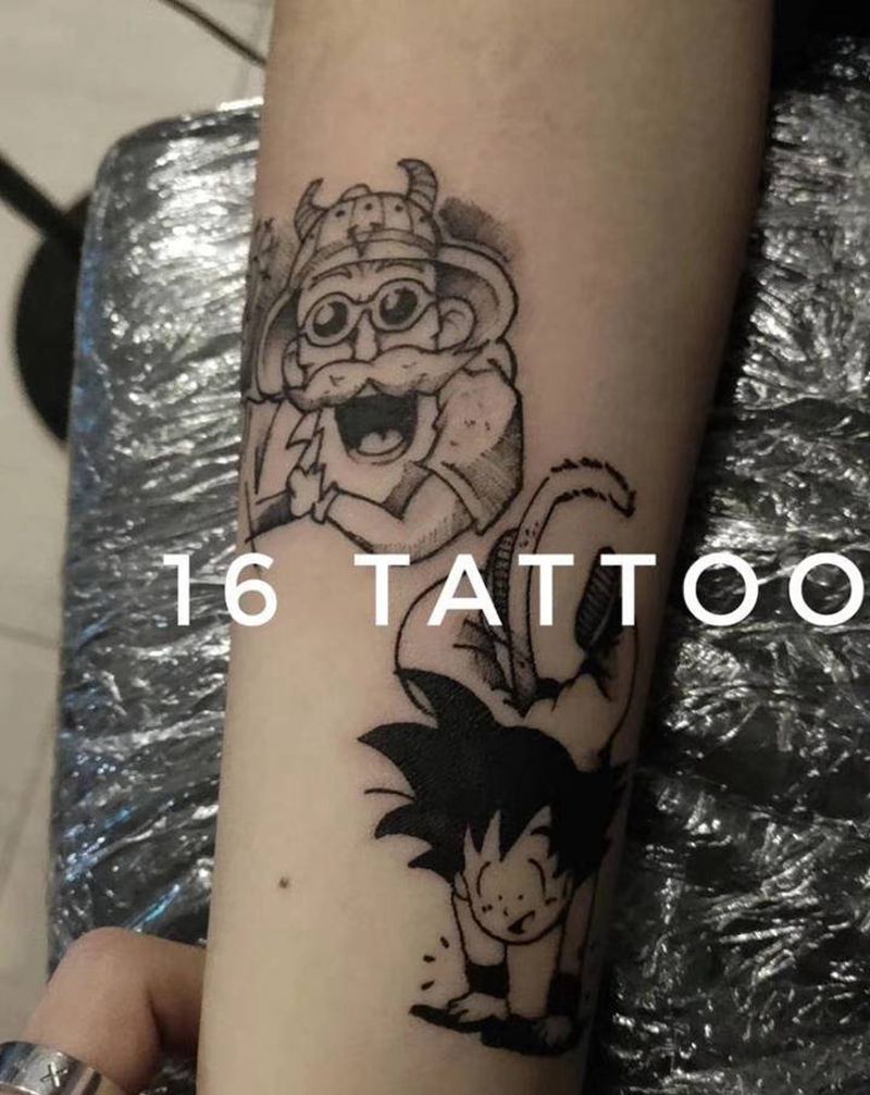 龟仙人 悟空纹身图片_手臂New School纹身图案