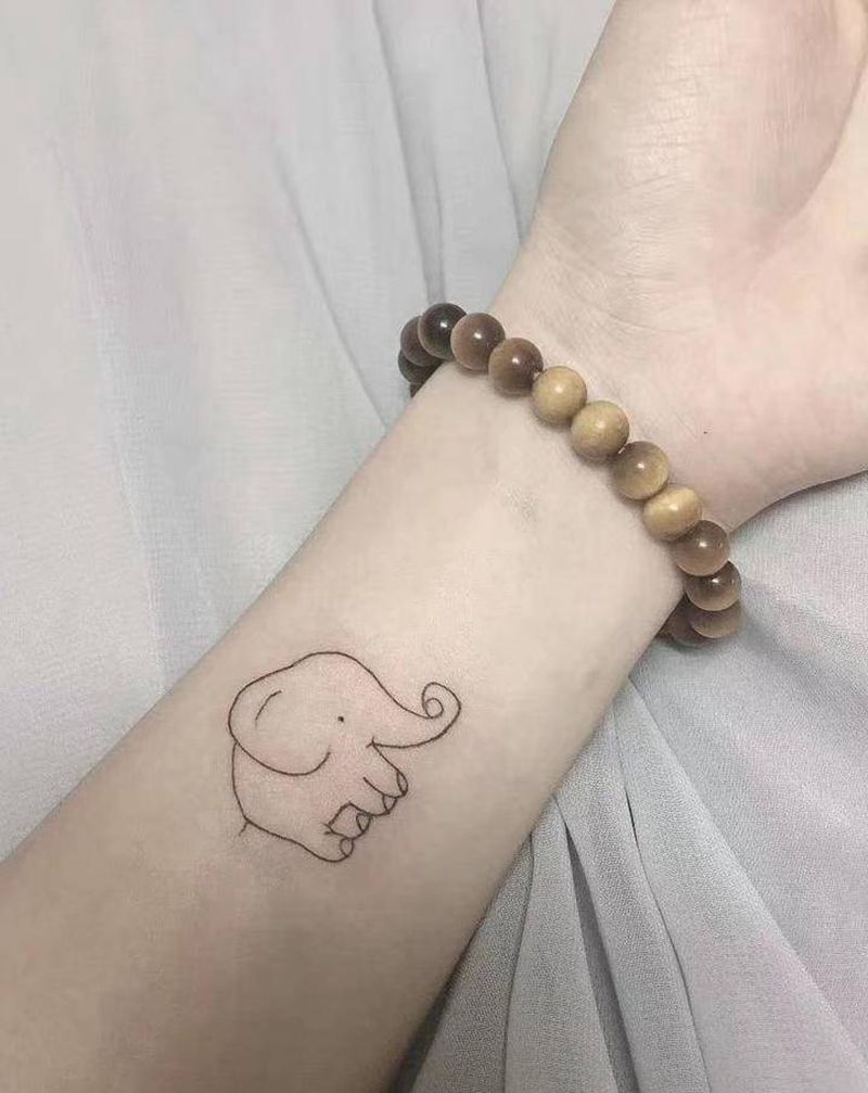 小清新大象纹身图片_手臂小清新纹身图案