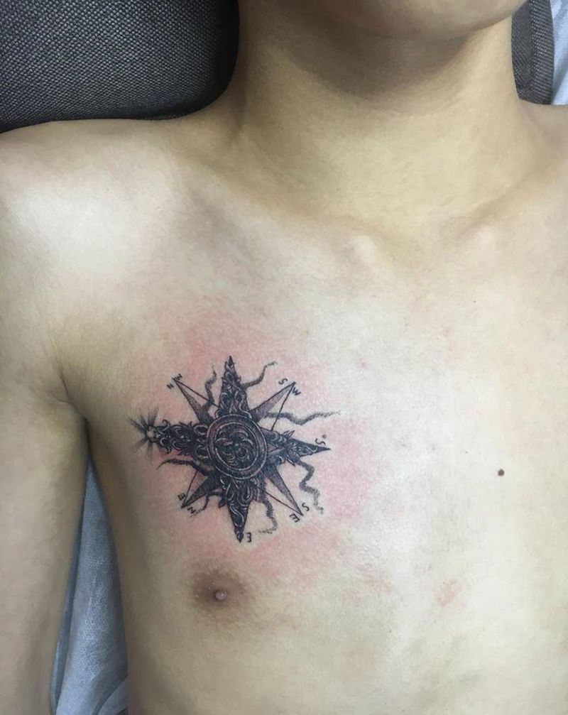 遮盖纹身图片_胸部纹身图案