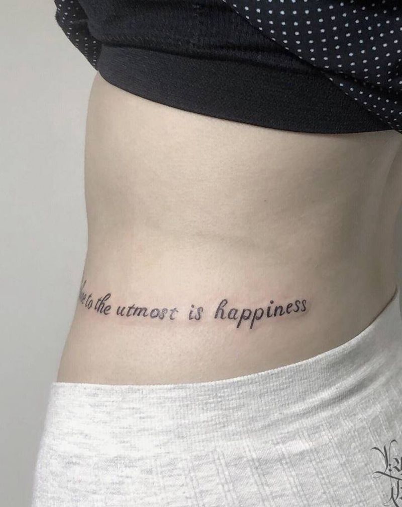 小英文纹身图片_腰部英文小清新纹身图案