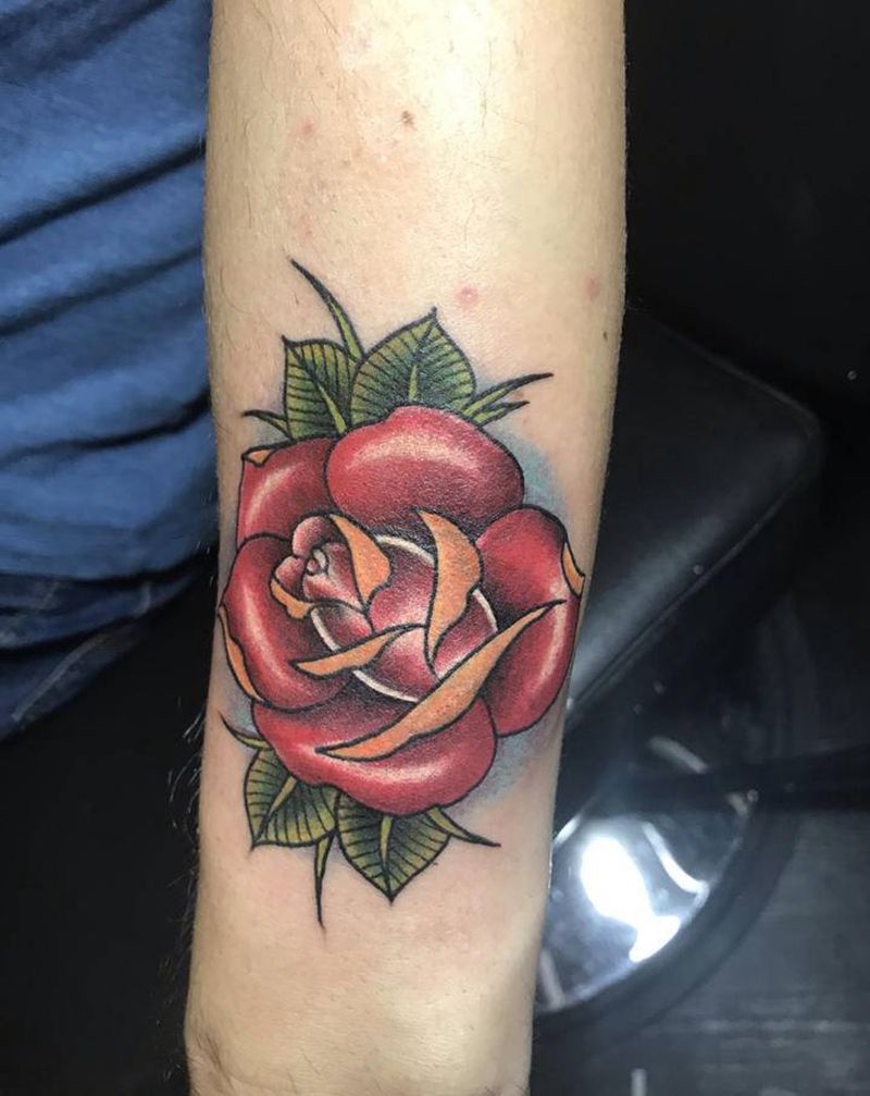 玫瑰花纹身图片_手臂New School纹身图案