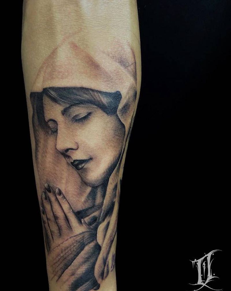 圣母纹身图片_手臂欧美写实纹身图案