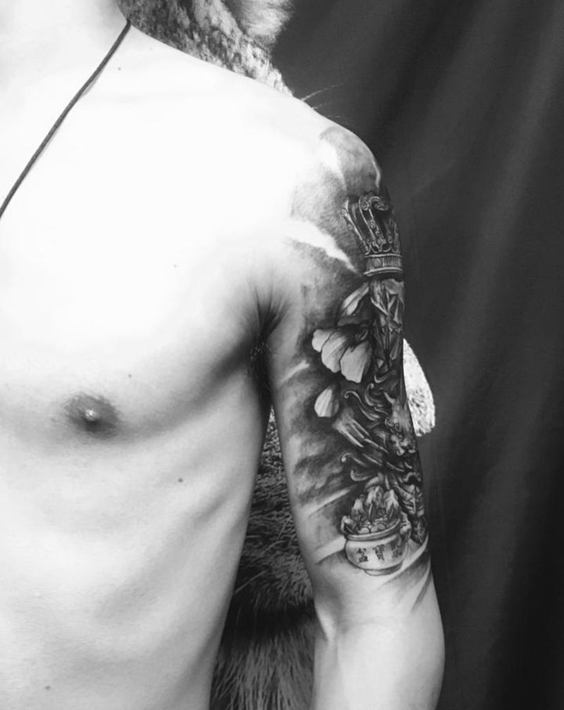 我就是我纹身图片_手臂肩部老传统欧美写实纹身图案