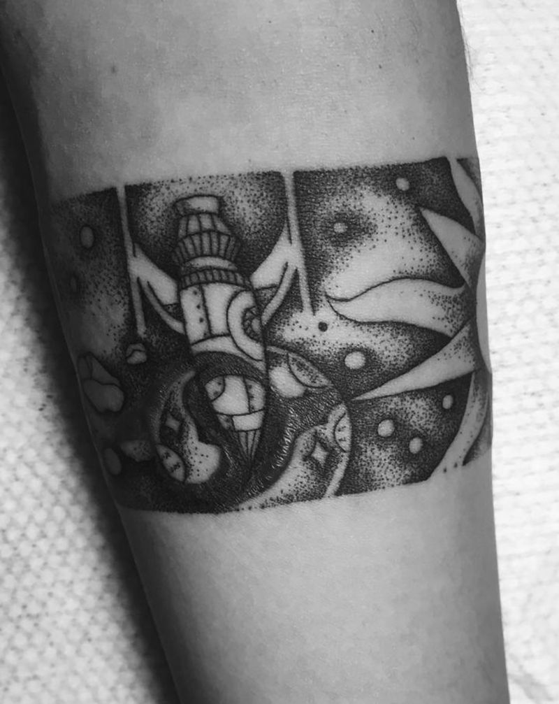 关于宇宙的臂环纹身图片_手臂手部点刺臂环宇宙纹身图案