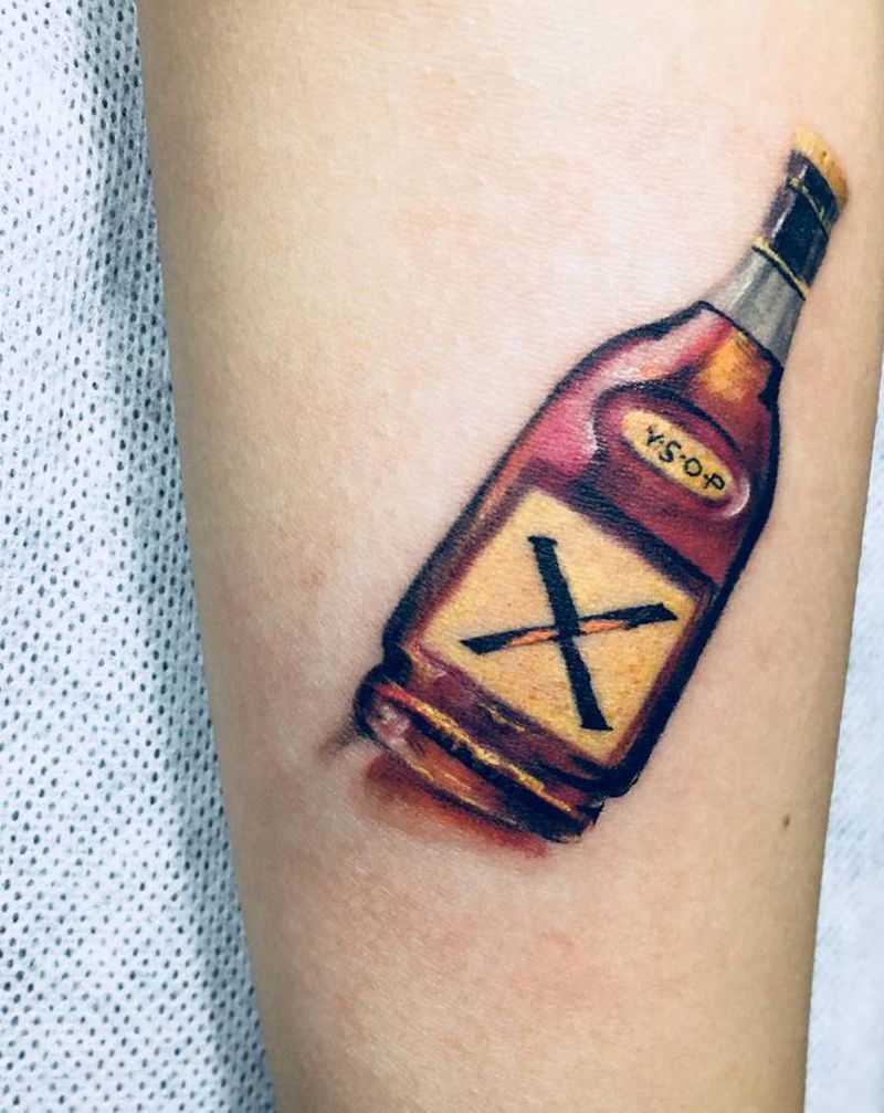 酒纹身图片_手臂欧美写实纹身图案