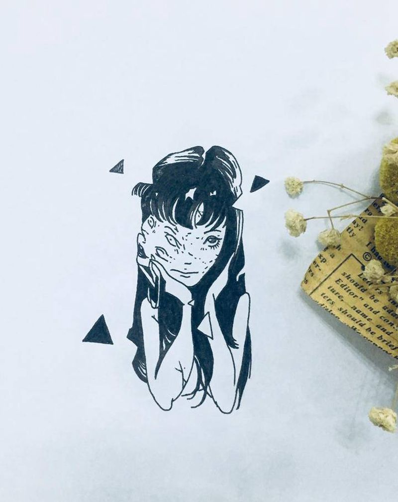 画皮纹身图片_手臂几何女孩创意纹身图案