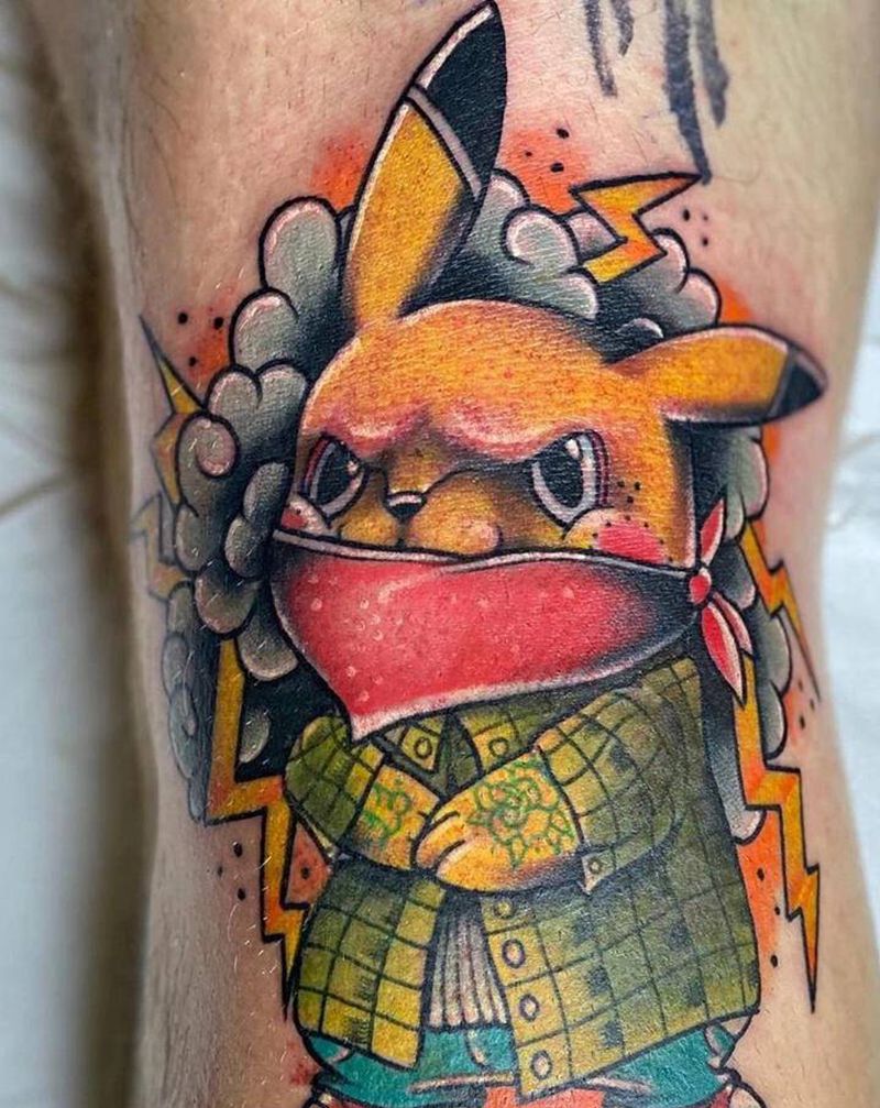 皮卡丘纹身图片_手臂手部动漫纹身图案