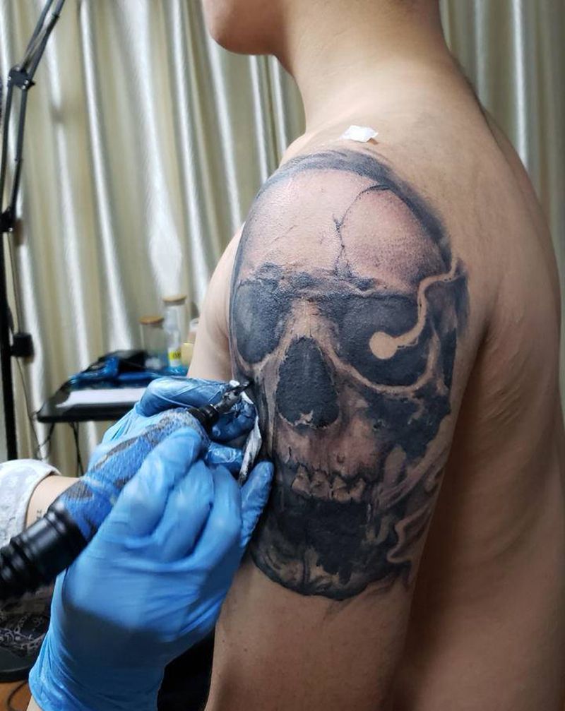 我的头纹身图片_手臂欧美写实纹身图案