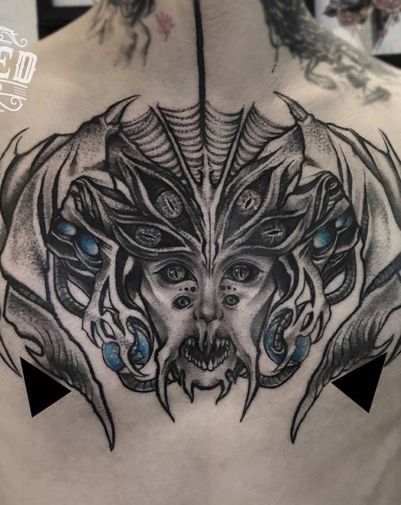 无题纹身图片_胸部New School暗黑纹身图案