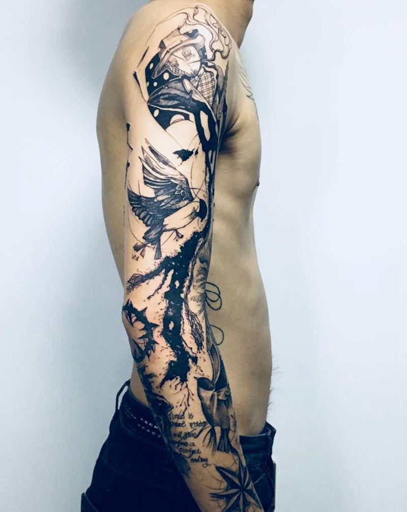 流逝纹身图片_手臂纹身图案