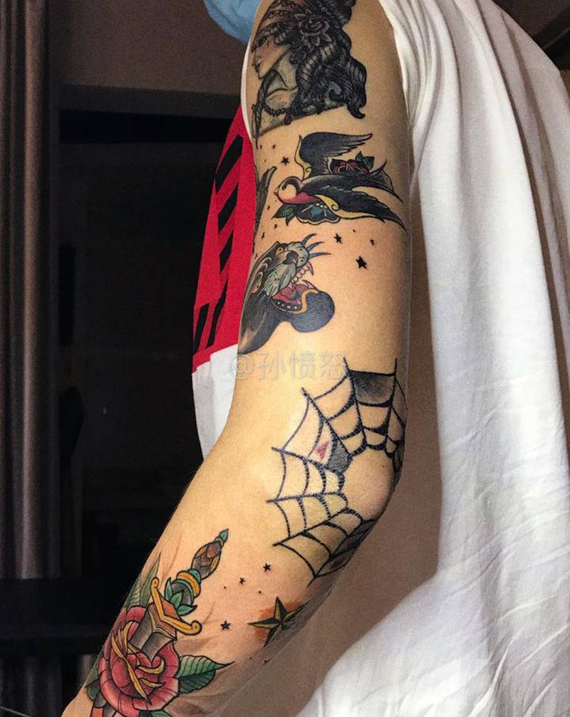 #old school集2纹身图片_Old School拼接花臂纹身图案