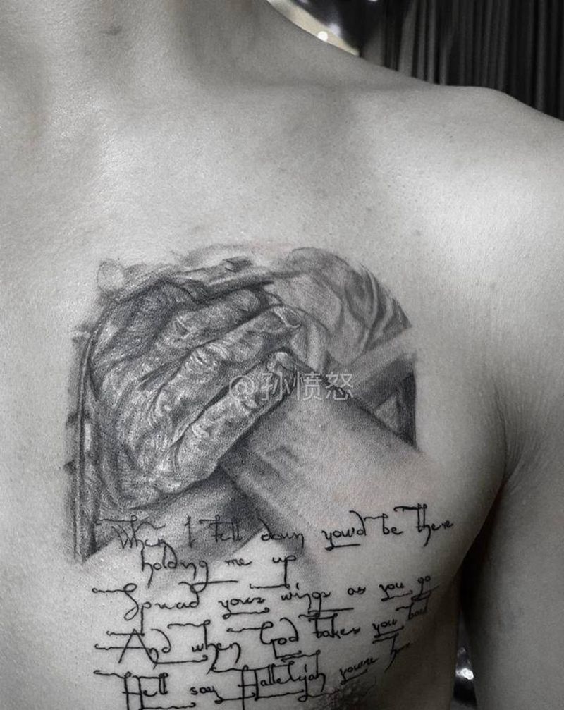 #仅以此图纪念我挚爱的你纹身图片_胸部素描风照片纹身图案