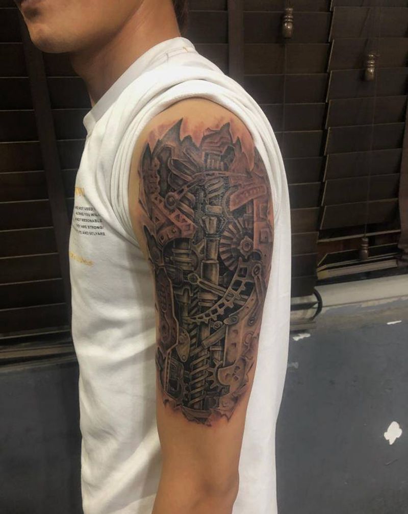 机械纹身图片_手臂纹身图案