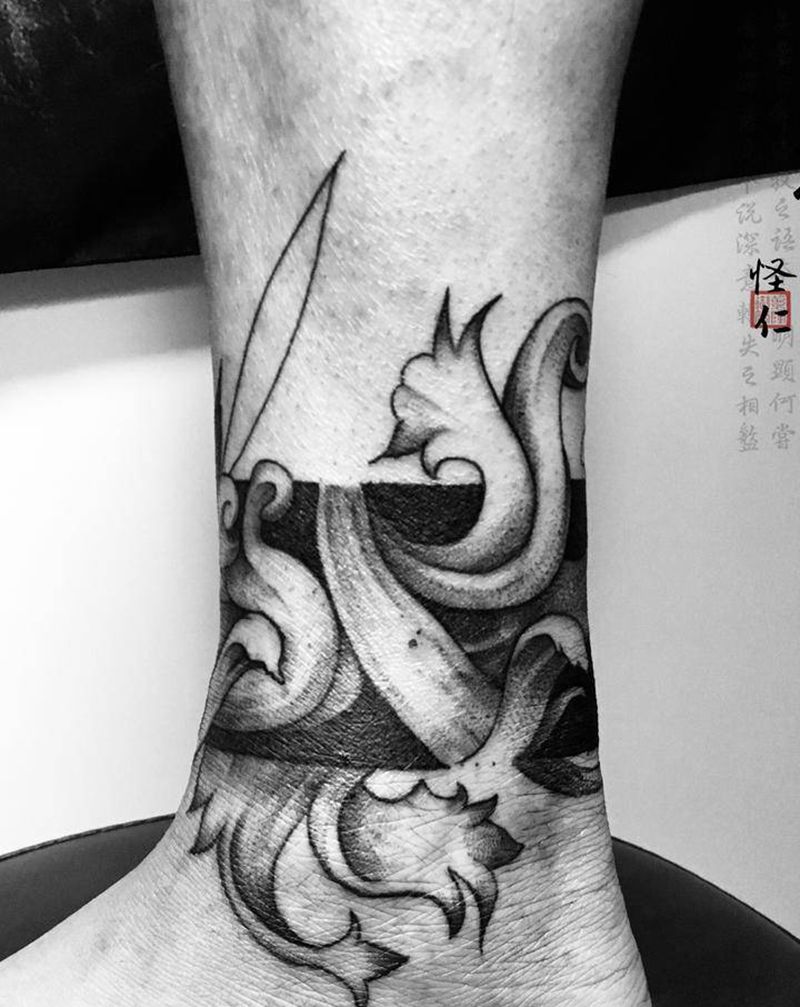 美工访纹身图片_脚部花脚环纹身图案