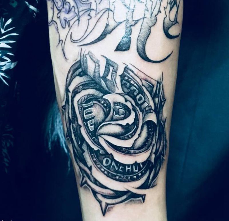 AP纹身图片_手臂花体字欧美写实纹身图案