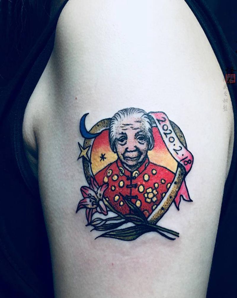 【2020】纹身图片_手臂Old School点刺人物纹身图案