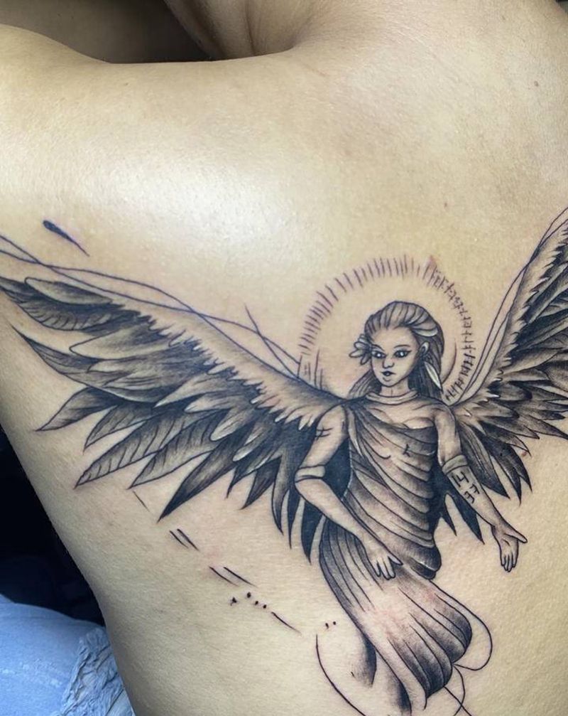 天使纹身图片_肩部纹身图案