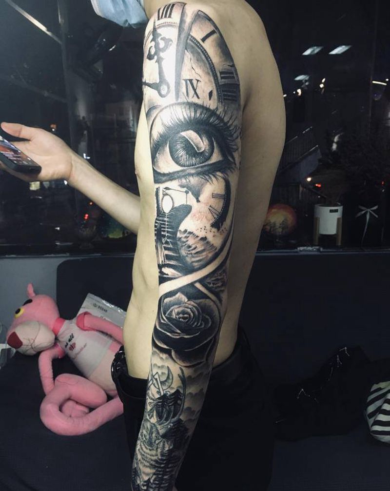 花臂完成纹身图片_手臂纹身图案