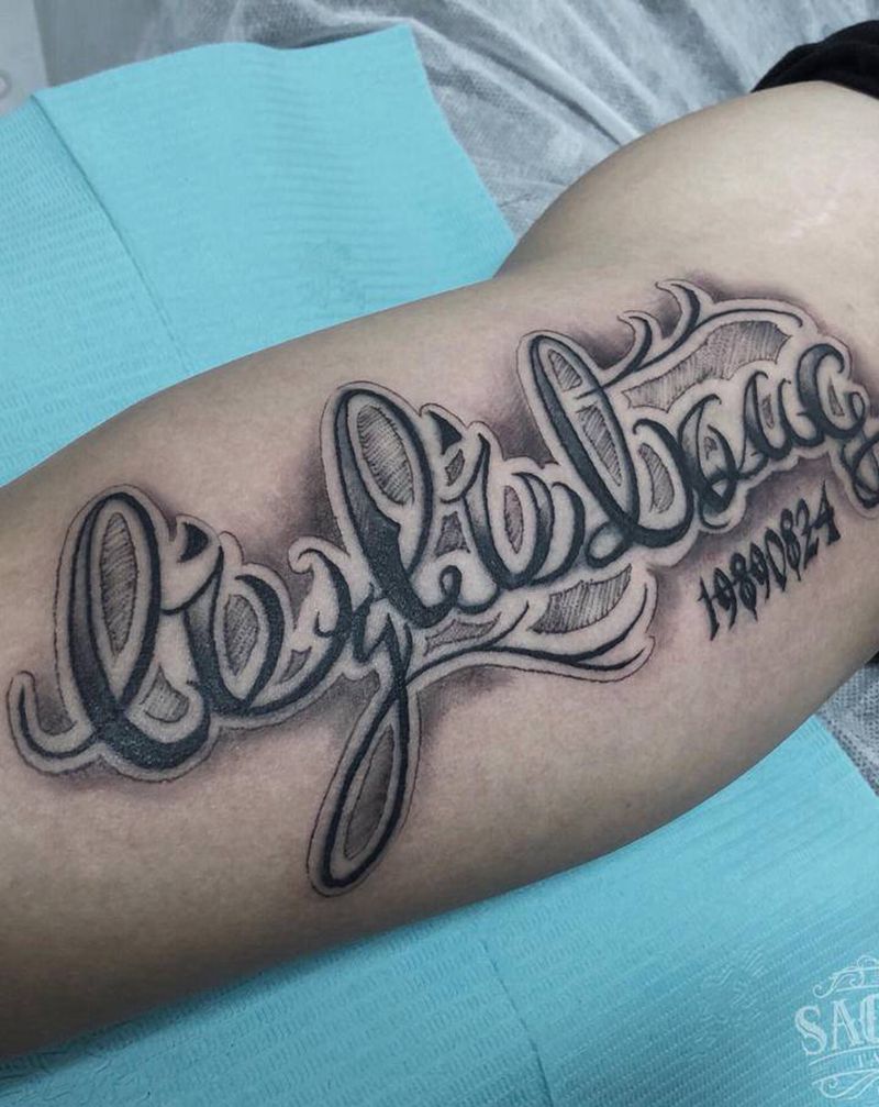花体字（遮盖）纹身图片_手臂花体字纹身图案