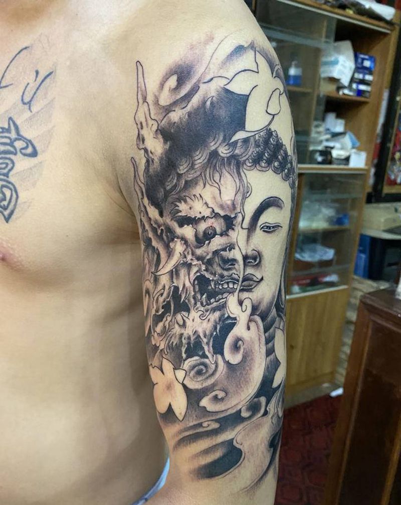 佛与魔纹身图片_手臂纹身图案