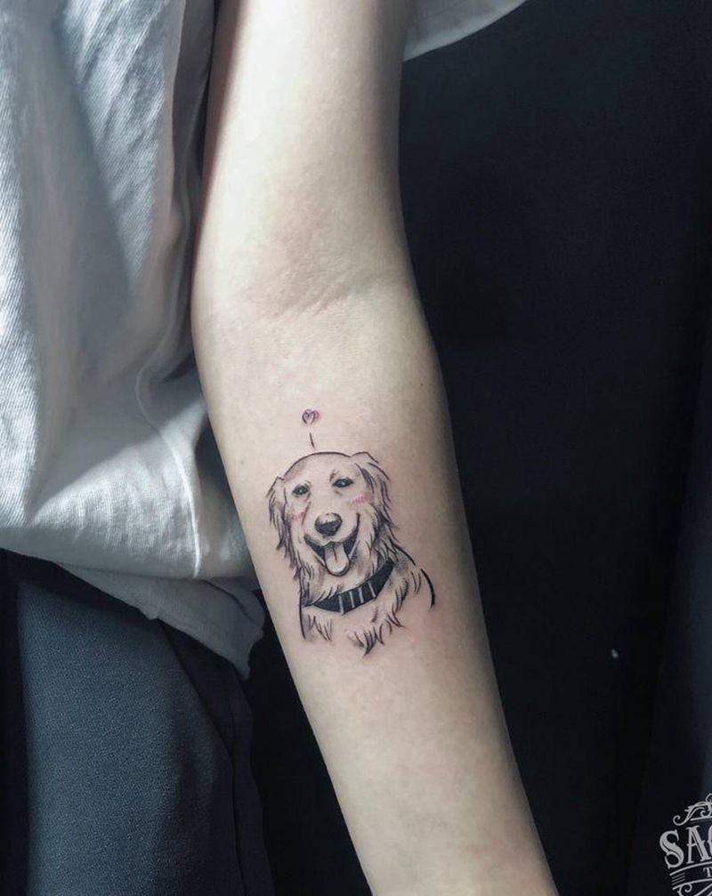 小狗子纹身图片_手臂简笔画纹身图案