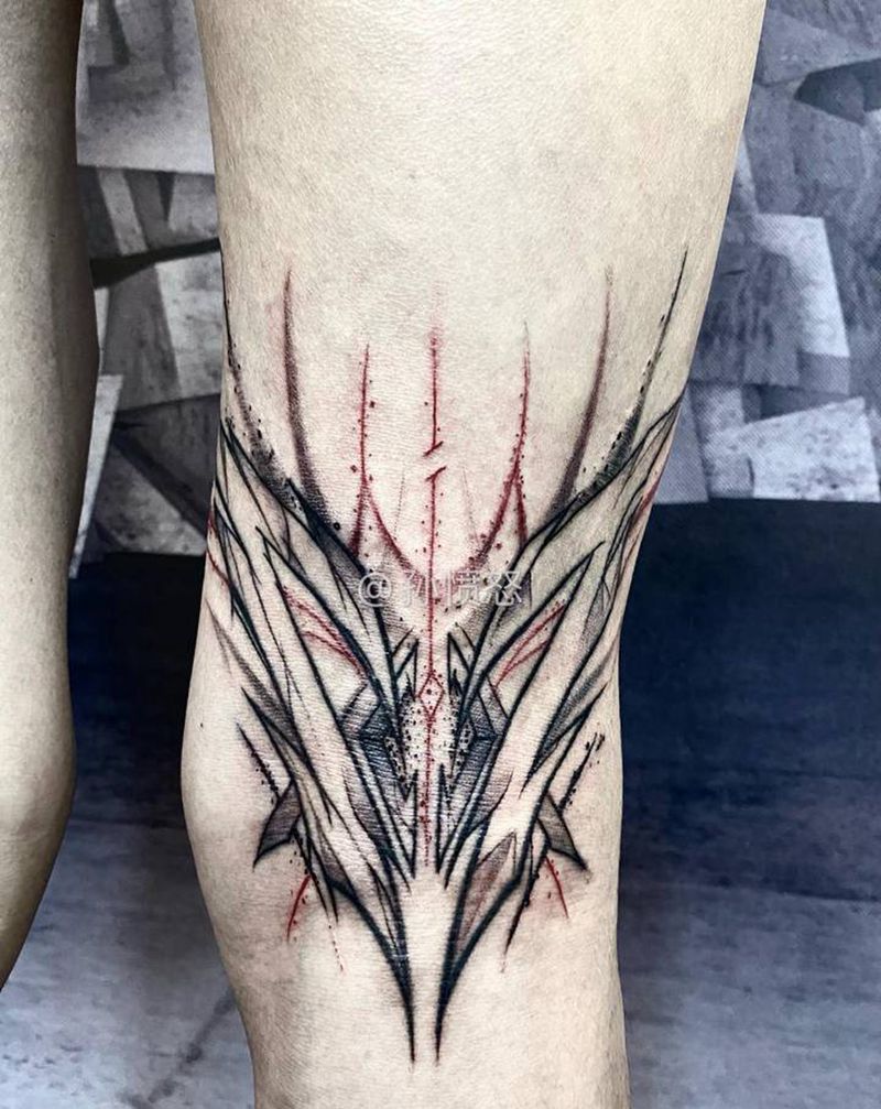 ｜纹身图片_腿部花体字纹身图案