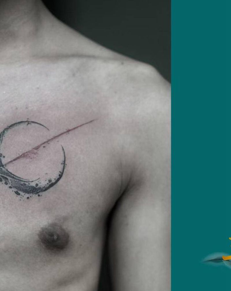 暗黑小月亮纹身图片_胸部纹身图案