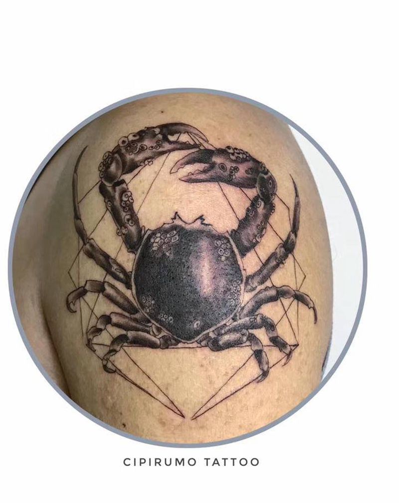 螃蟹纹身图片_手臂欧美写实纹身图案