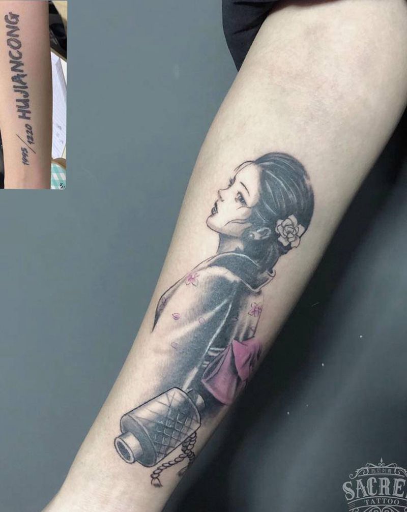 小姑娘（遮盖）纹身图片_手臂小清新纹身图案