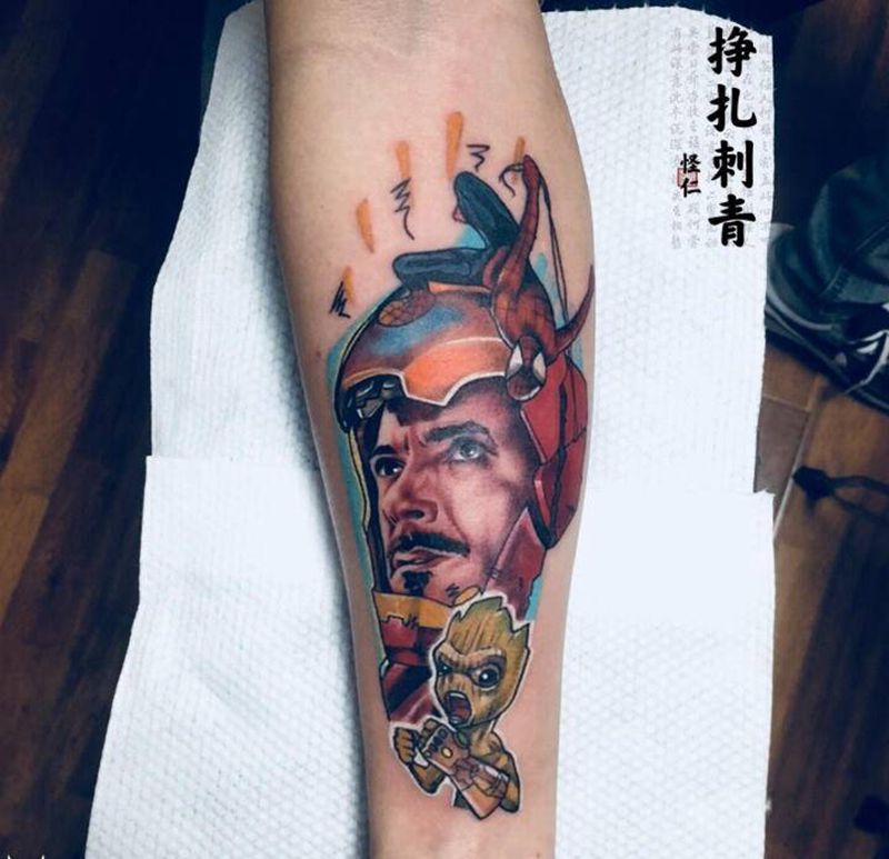 【爱你不止三千遍】纹身图片_手部手臂欧美写实钢铁侠纹身图案