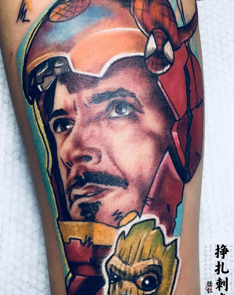 钢铁侠纹身图片_手臂手部欧美写实钢铁侠纹身图案
