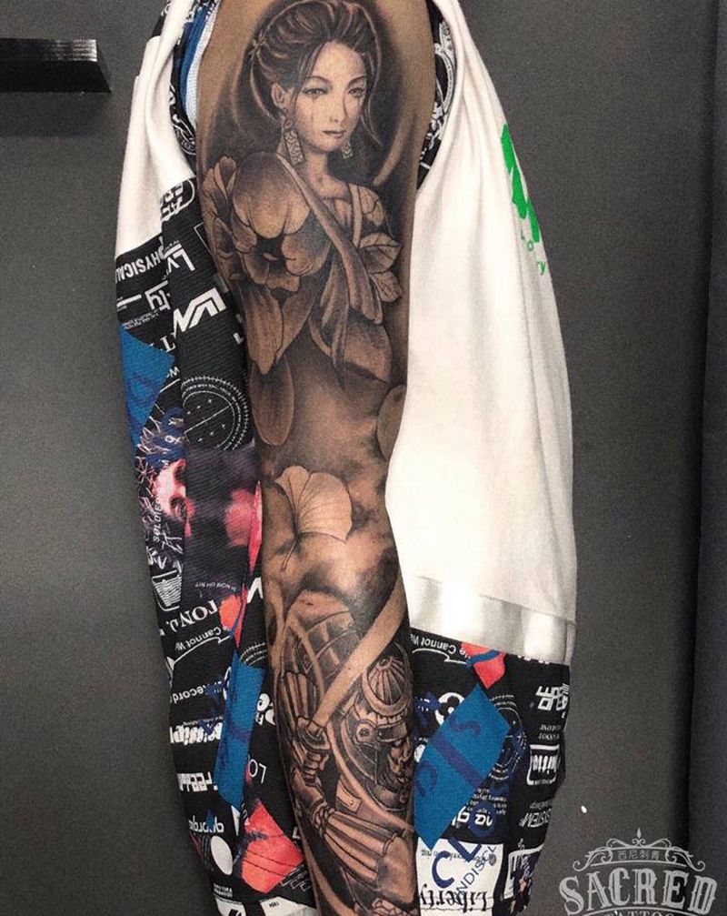 和风纹身图片_武士艺伎纹身图案