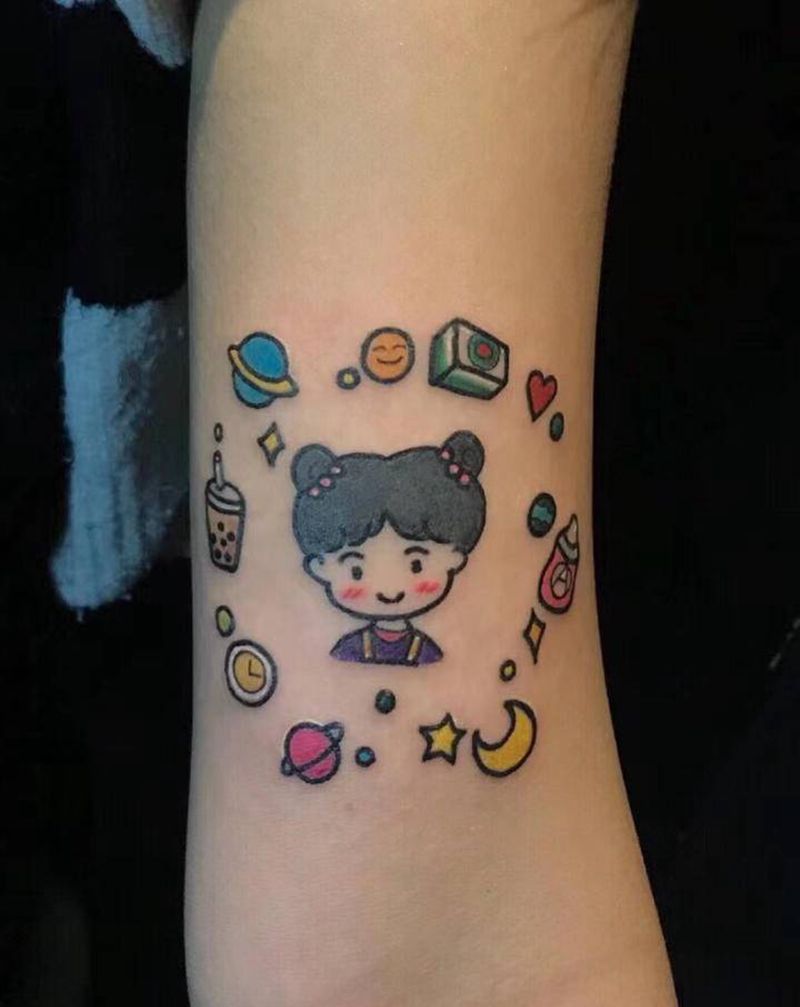 小梦想纹身图片_手臂小清新卡通纹身图案