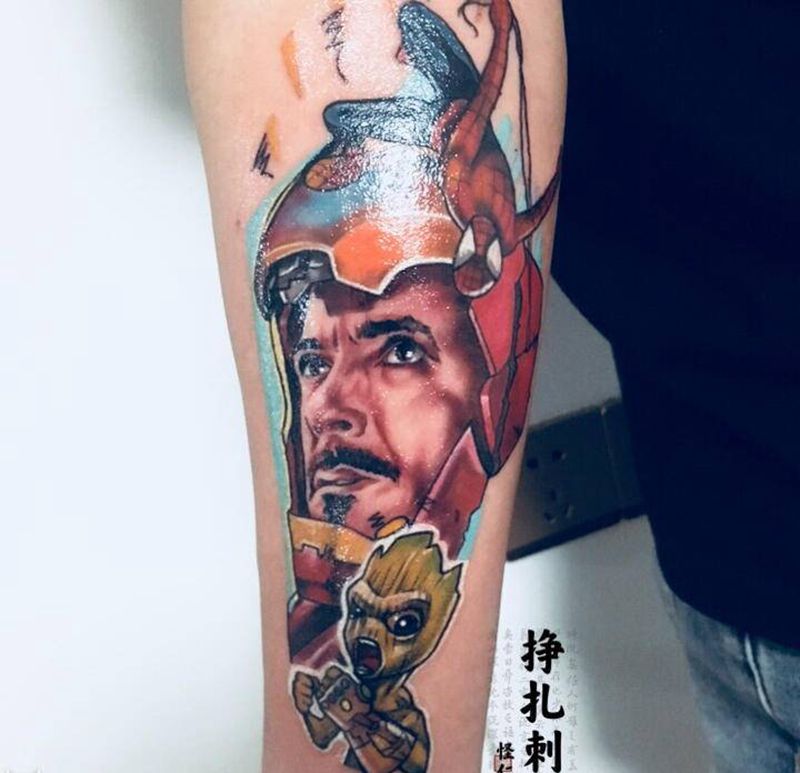钢铁侠纹身图片_手臂手部欧美写实钢铁侠纹身图案