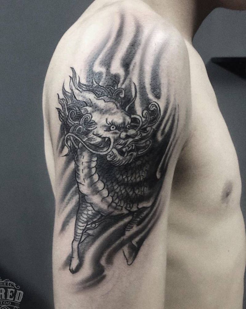 麒麟纹身图片_手臂纹身图案