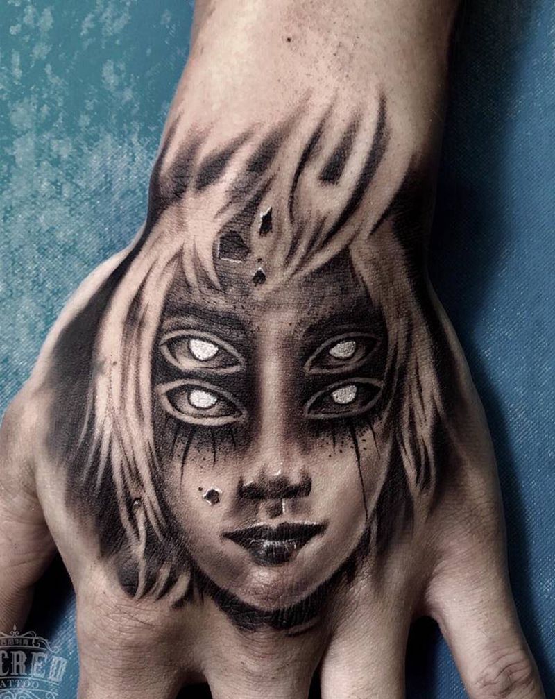 暗黑纹身图片_手部欧美写实纹身图案