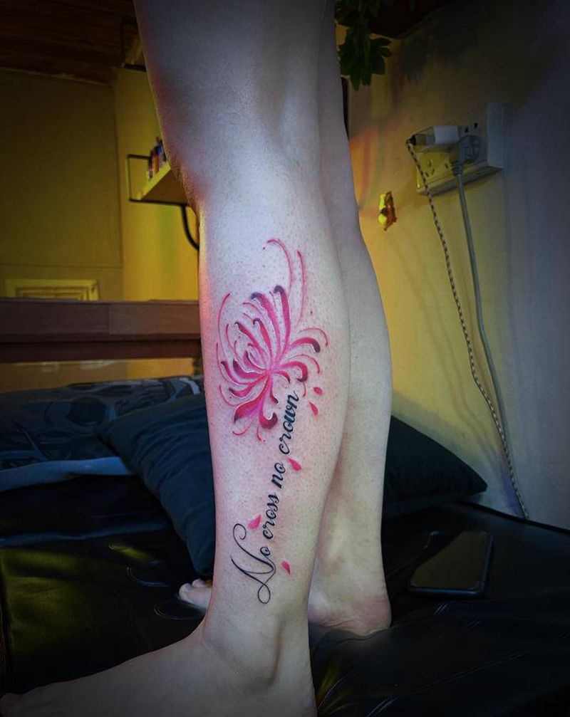 彼岸花纹身图片_脚部腿部新传统纹身图案