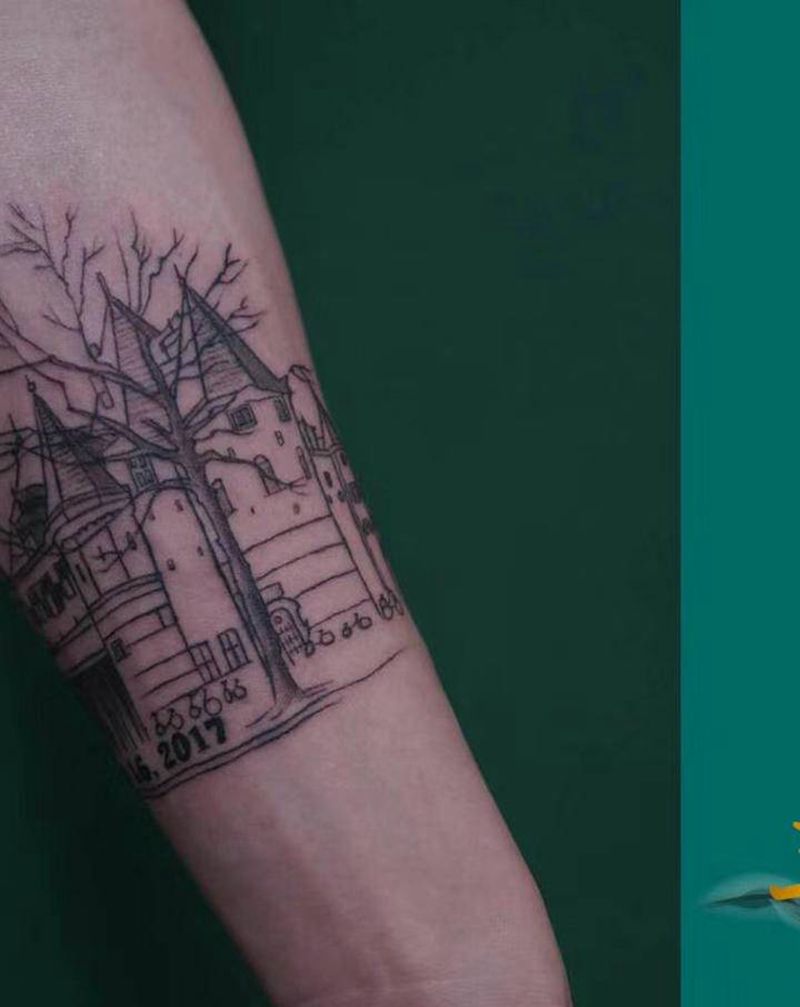 速写风纹身图片_手臂纹身图案