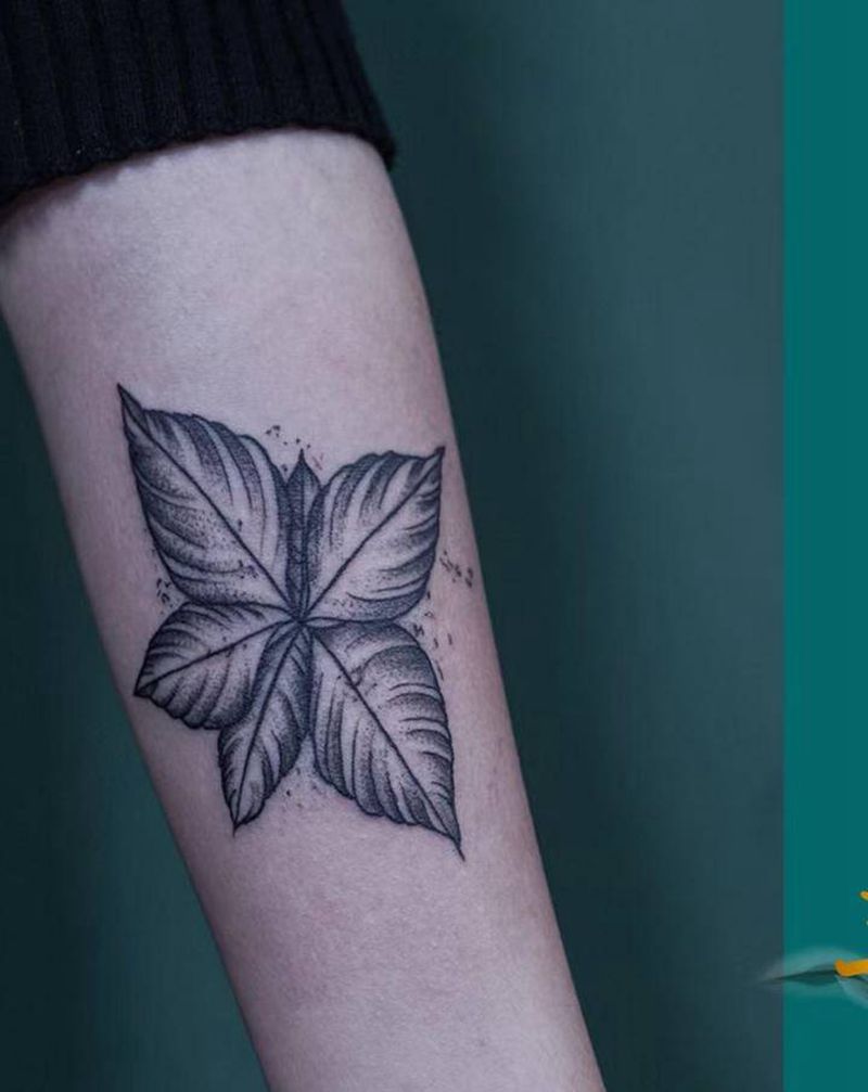 叶子纹身图片_手臂纹身图案