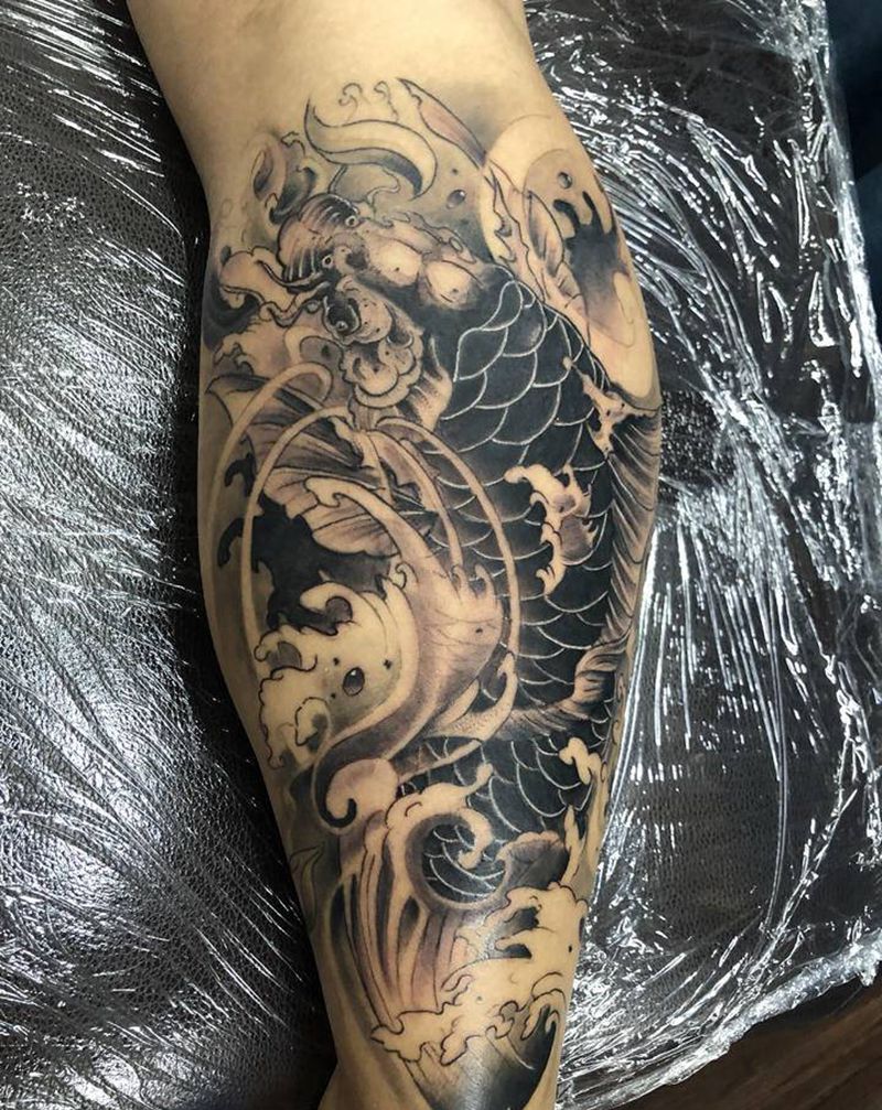 新传统纹身图片_腿部新传统纹身图案