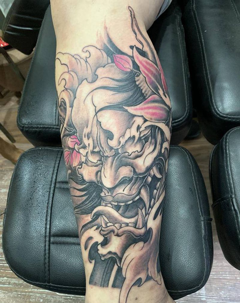 般若纹身图片_脚部腿部Old School老传统纹身图案