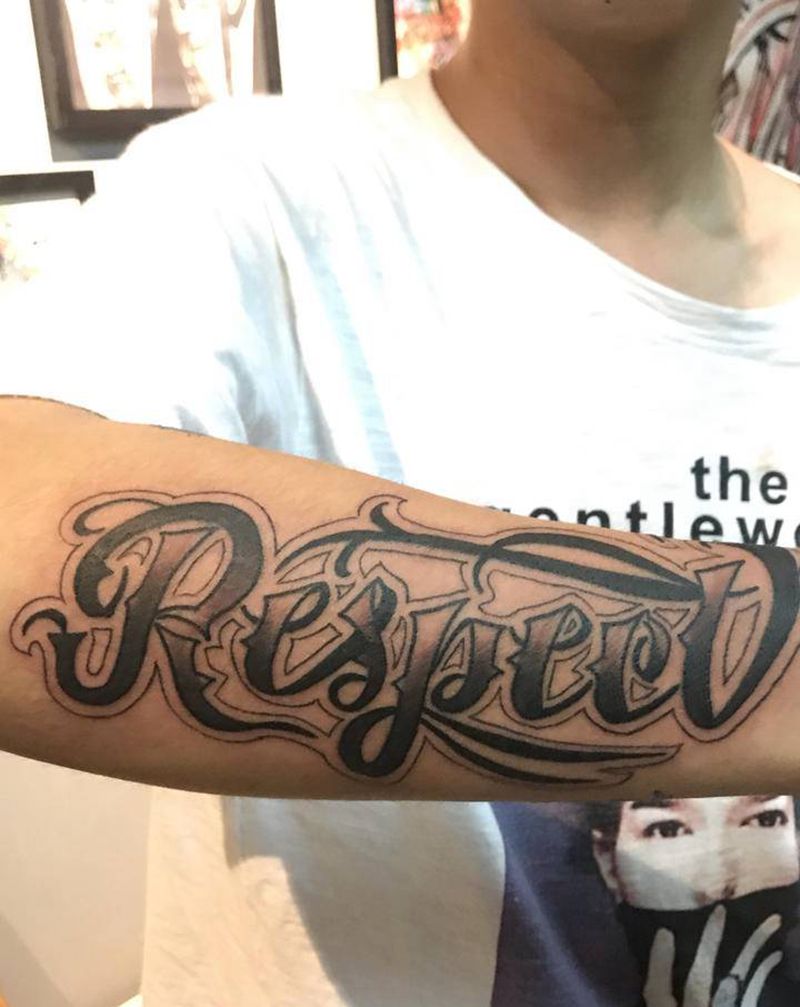 花体纹身图片_手臂花体字纹身图案