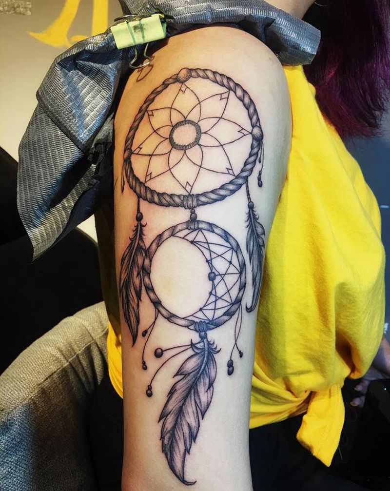 捕梦网纹身图片_手臂点刺纹身图案