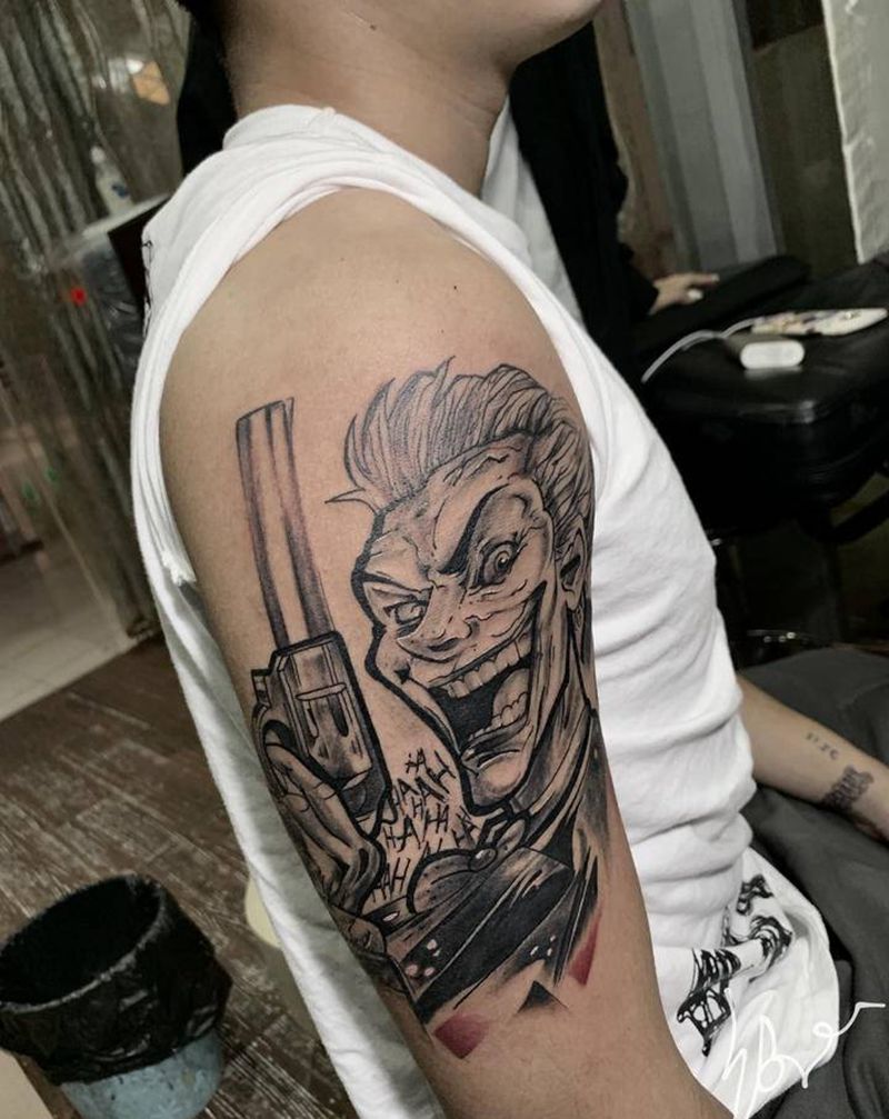 小丑纹身图片_手臂手部新传统New School纹身图案