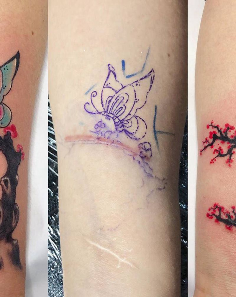 盖疤纹身图片_手部纹身图案