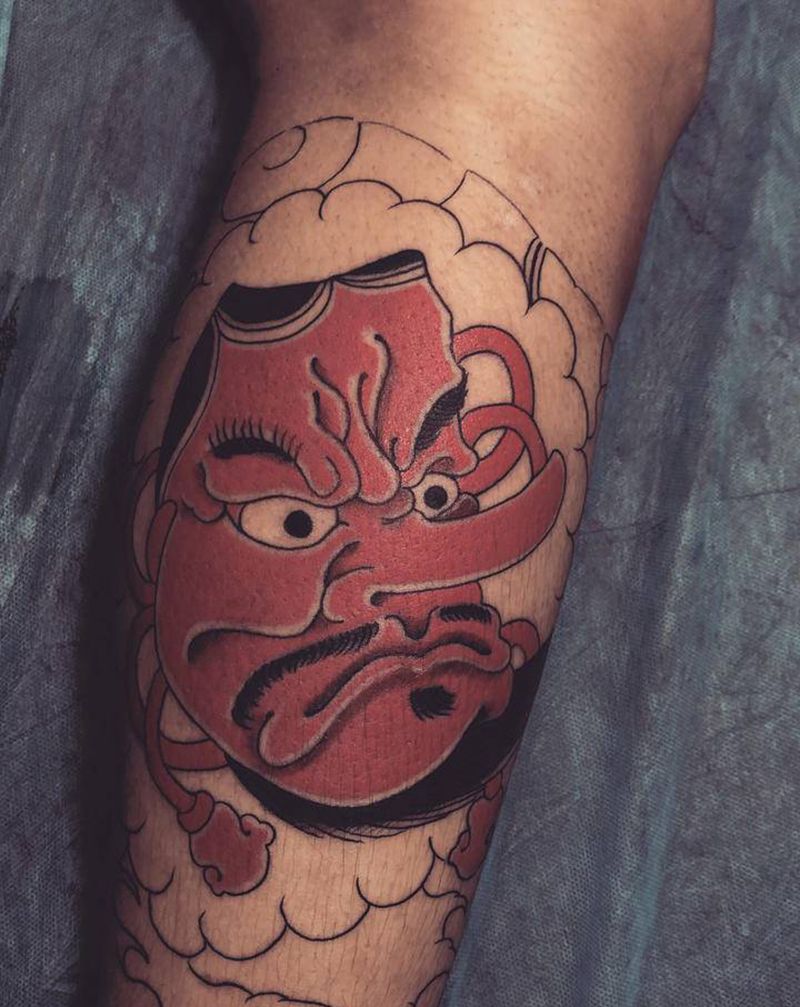 日式小腿纹身图片_腿部老传统纹身图案