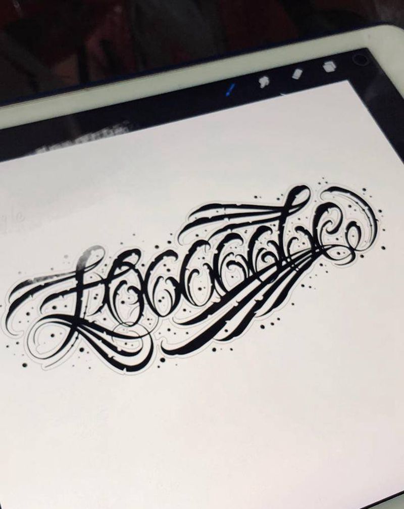 花体字母设计纹身图片_手臂花体字纹身图案