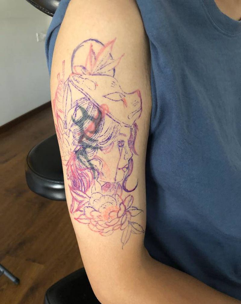 覆盖纹身图片_手臂New School覆盖纹身图案